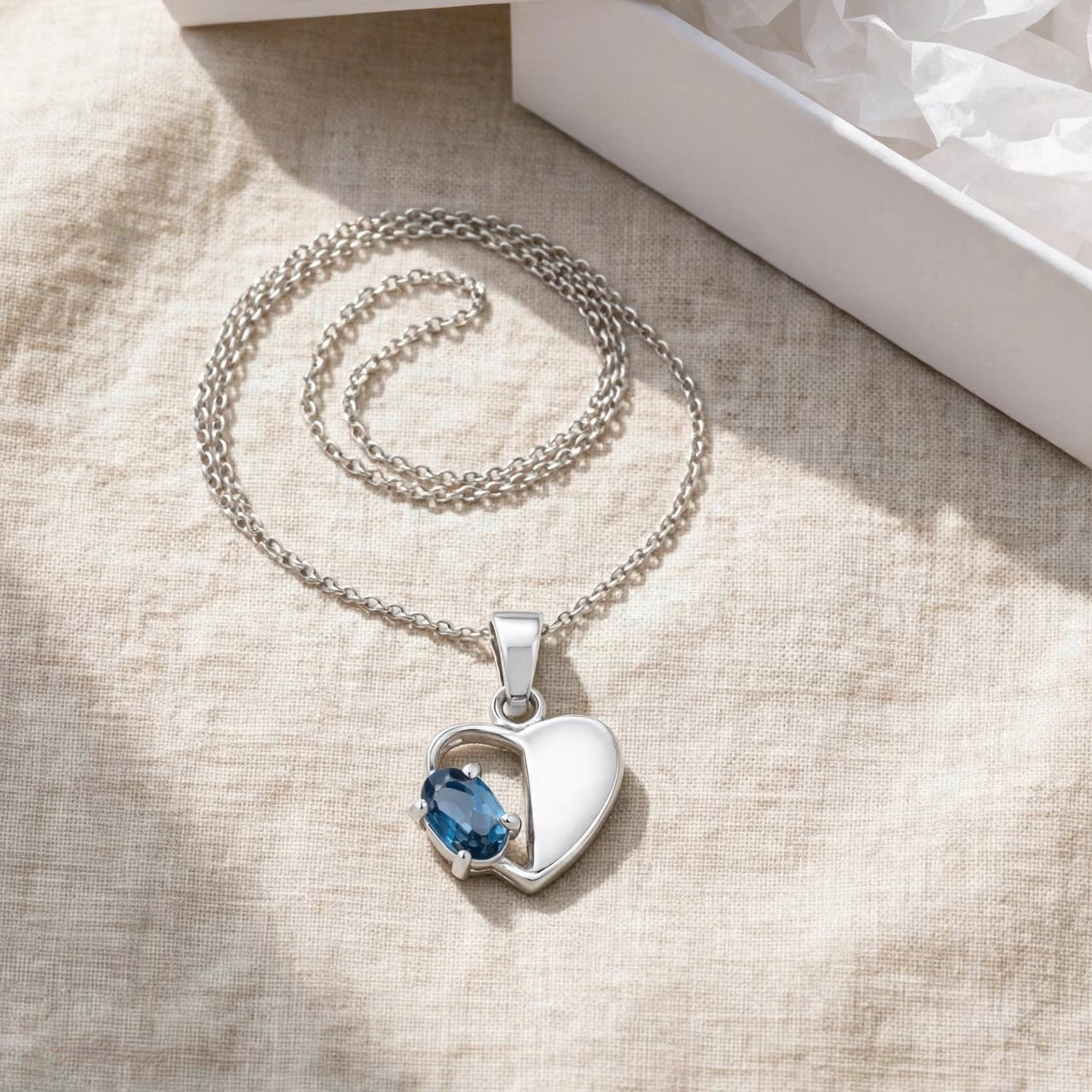 Heart Topaz Pendant Necklace in 925 Sterling Silver