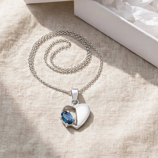 Heart Topaz Pendant Necklace in 925 Sterling Silver