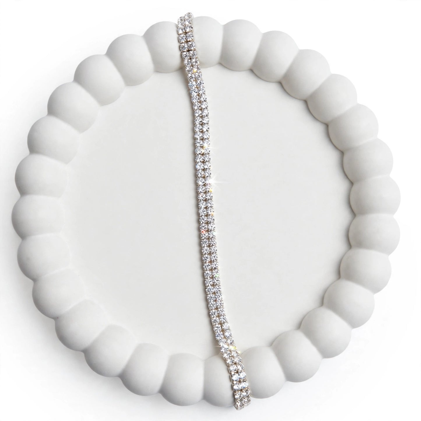 Double Row Tennis Bracelet with Adjustable Clasp : 925 sterling Silver