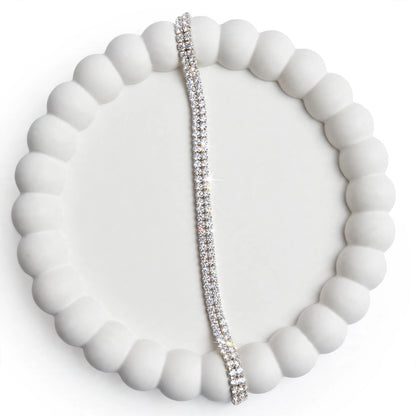 Double Row Tennis Bracelet with Adjustable Clasp : 925 sterling Silver