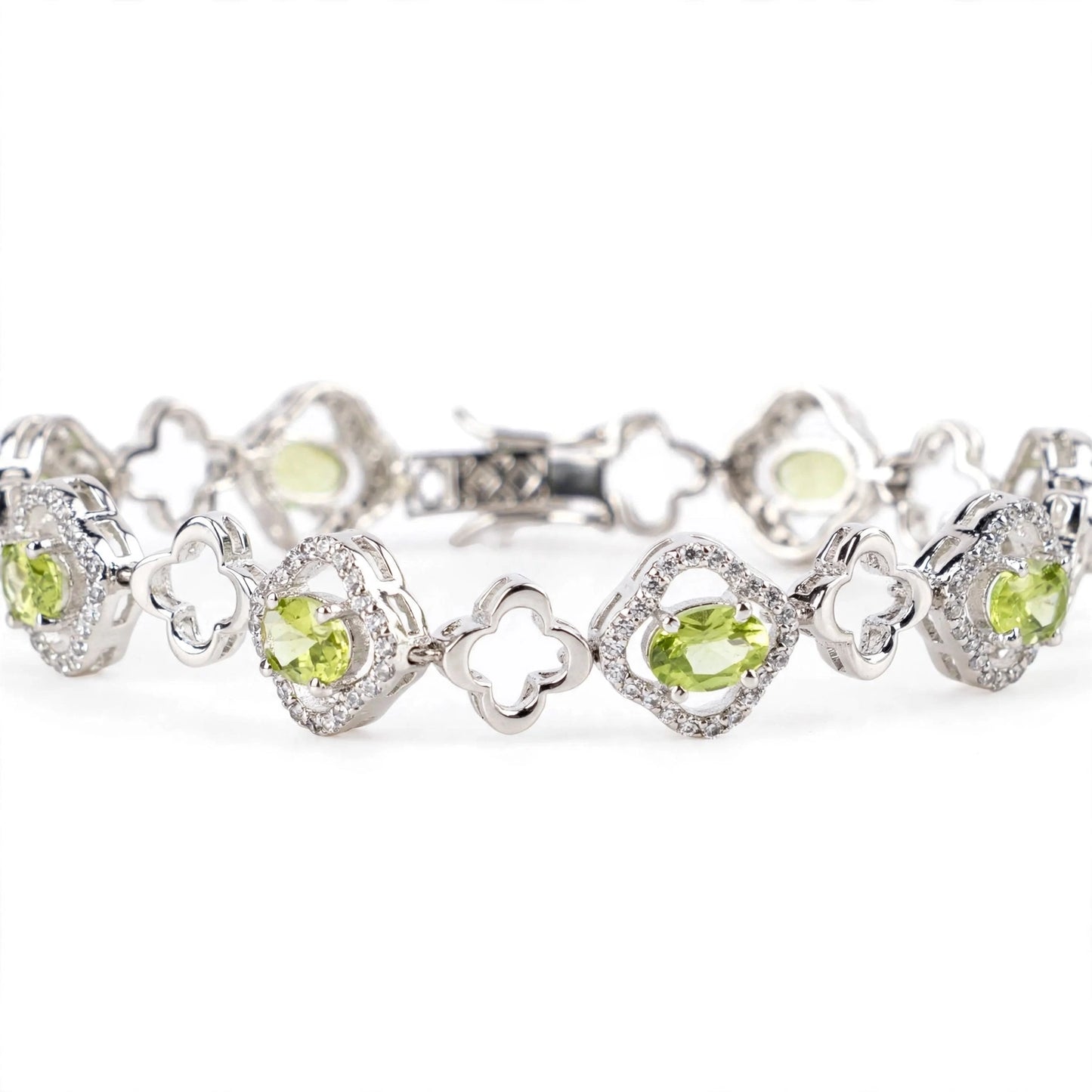Natural Peridot Bracelet: 925 Sterling Silver
