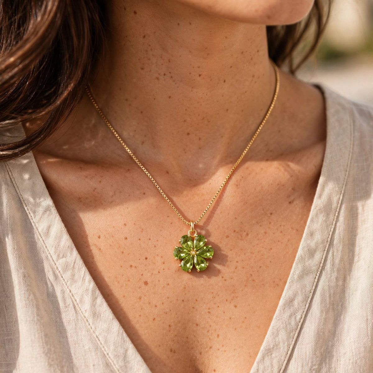 ZAHRA Flower Gemstone Necklace | 18K Vermeil 925 Sterling Silver