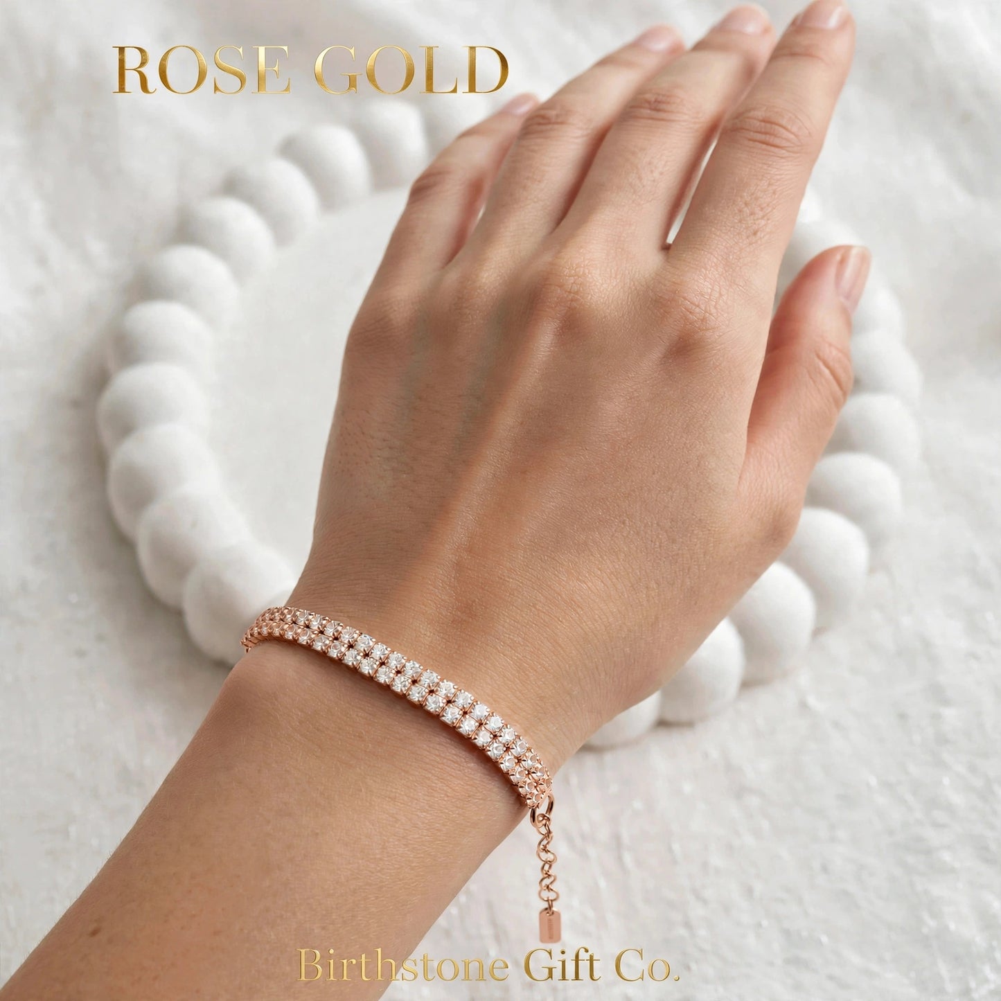 Double Row Tennis Bracelet with Adjustable Clasp : 925 sterling Silver