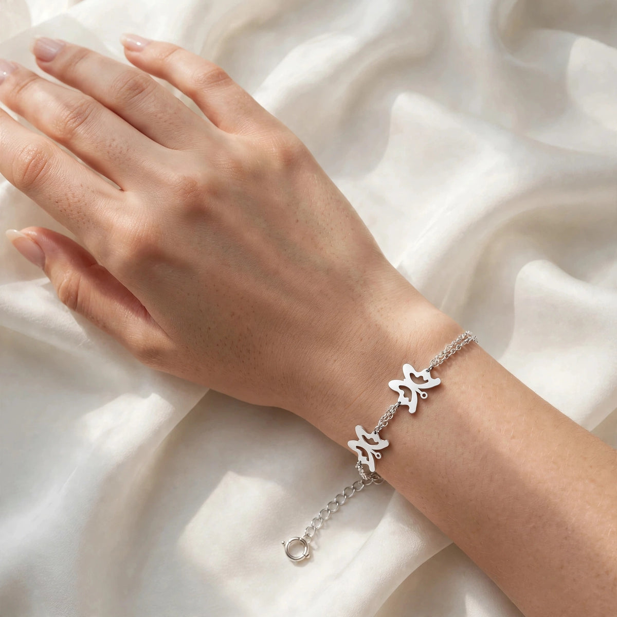 Butterfly Chain Bracelet in 925 Sterling Silver Adjustable Bracelet - silver / gold / rose gold