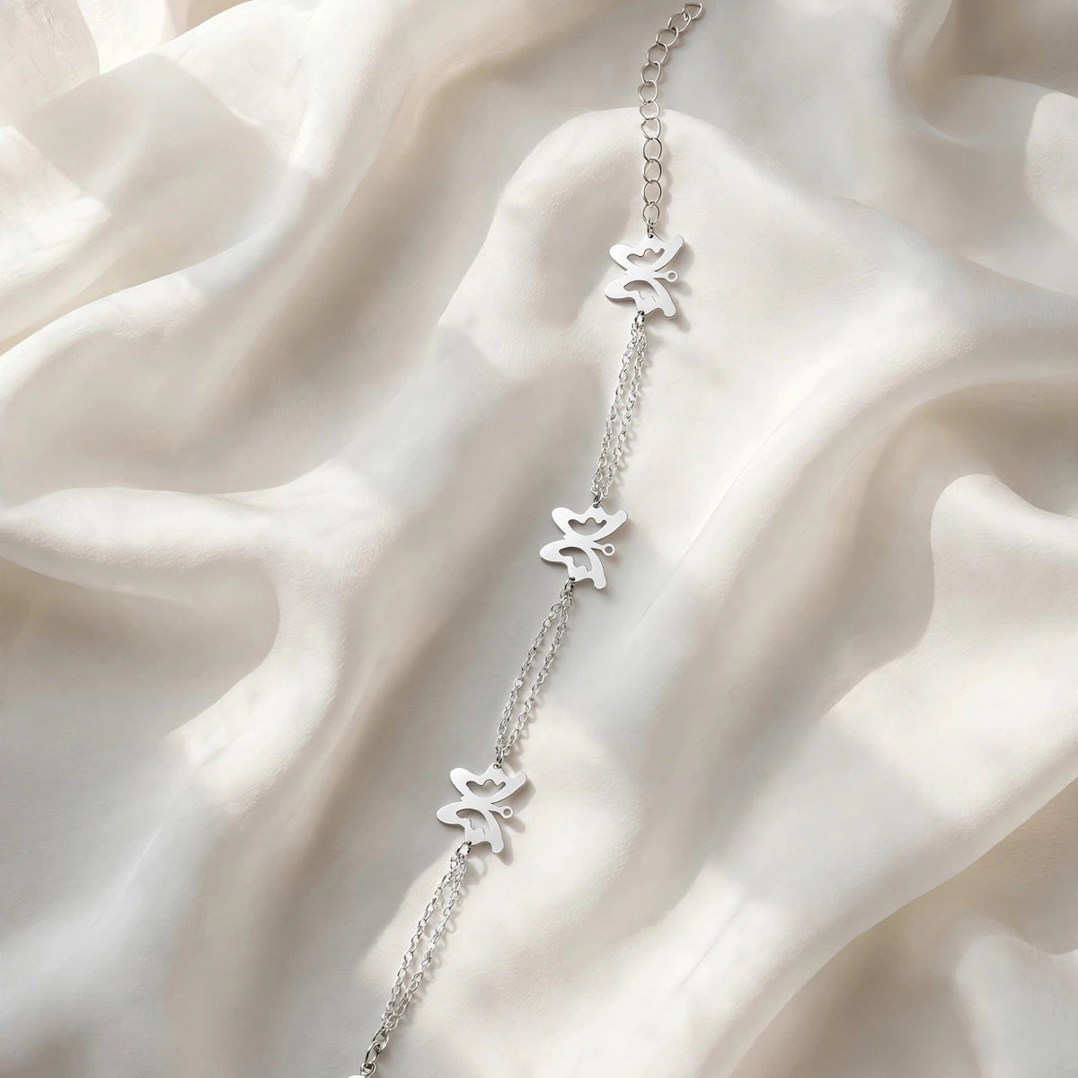 Butterfly Chain Bracelet in 925 Sterling Silver Adjustable Bracelet - silver / gold / rose gold