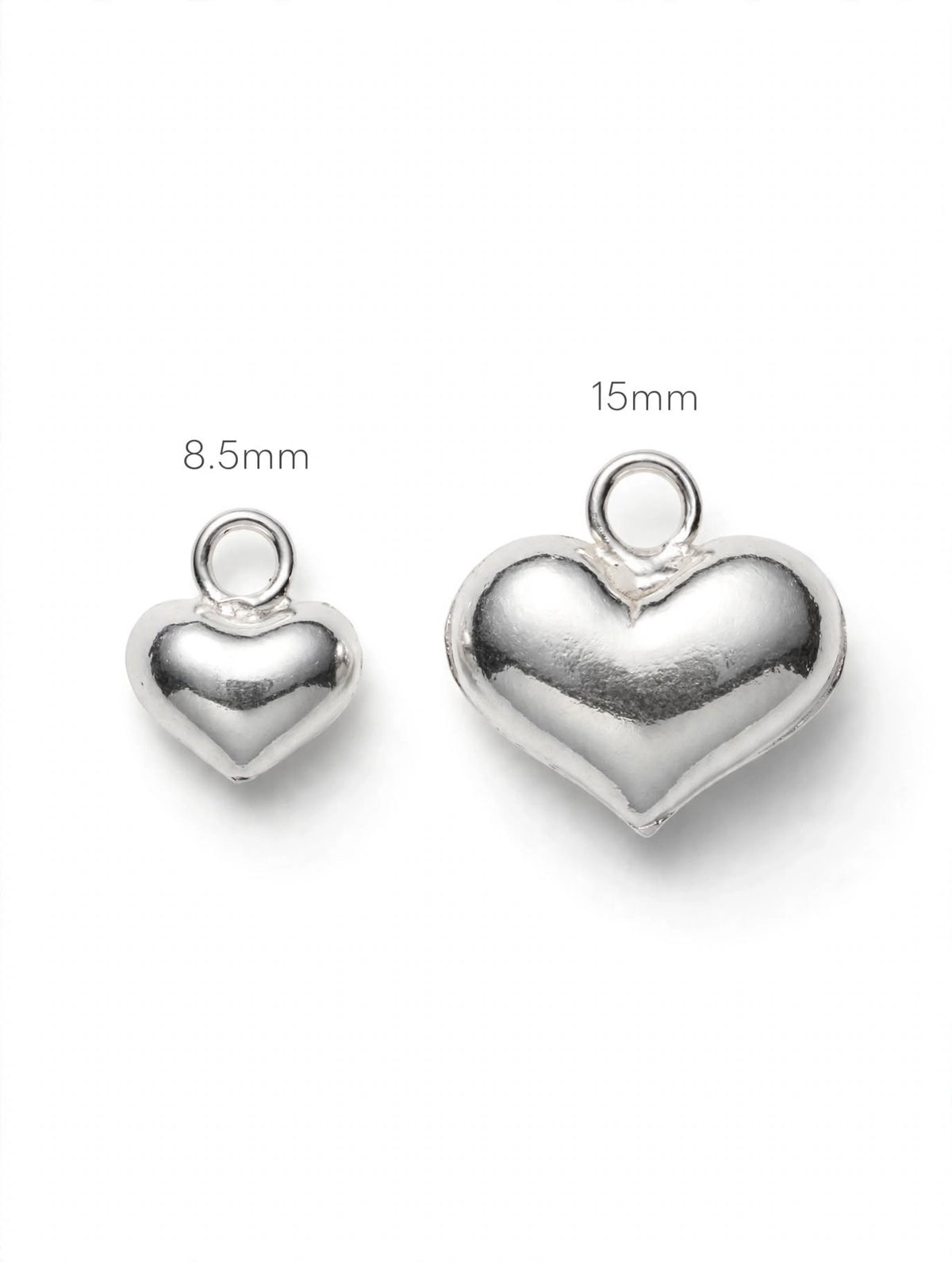 Dainty Silver Heart Necklace in 925 Sterling Silver Puffed Heart Pendant