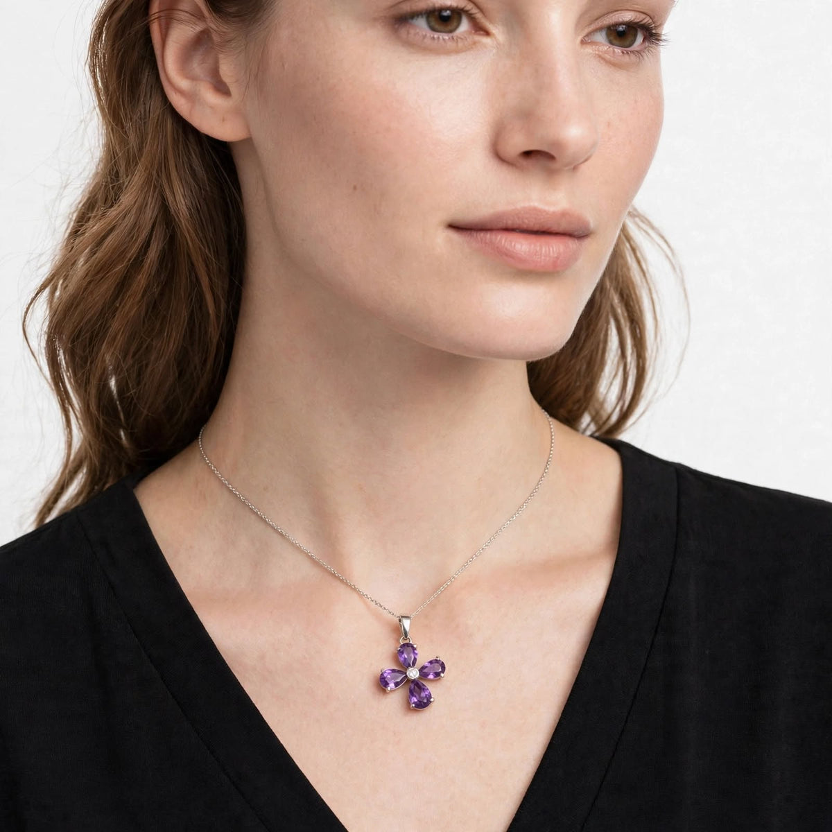 The Flora Pendant – 925 Sterling Silver Natural Gemstone Flower Necklace